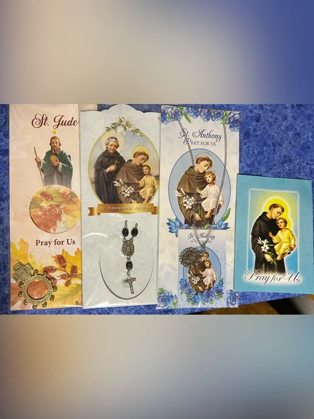 St. Anthony & St. Peregrine Religious Necklace and Rosary Set of four - Picture 1 of 10